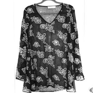 Black dress with embroidered flowers